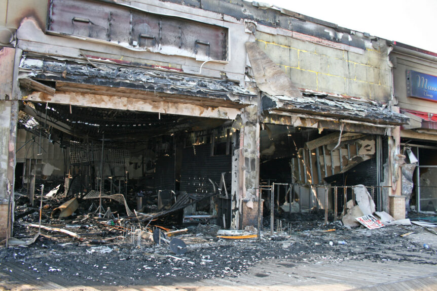 commercial property building destroyed by fire