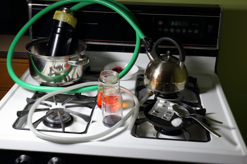 homemade meth lab on stove