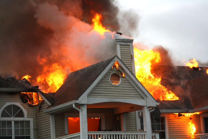 apartment building on fire